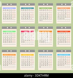2026 full year tear-off calendar with ukrainian month and day names Stock Vector