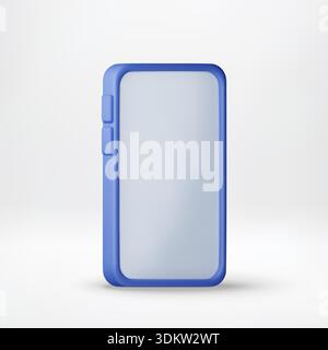 3D Blue smartphone with a blank screen Stock Vector