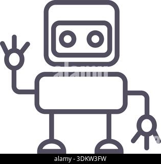 Doodle robot and techno heads icon elements. Ai interface retro style illustration Stock Vector