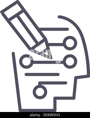 Doodle techno head icon element. Ai interface illustration Stock Vector