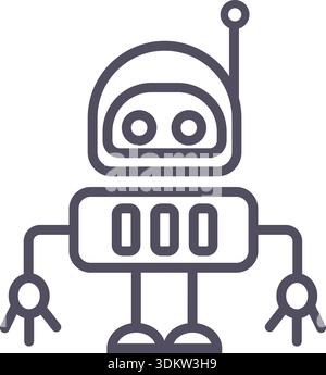 Doodle robot and techno heads icon elements. Ai interface retro style illustration Stock Vector