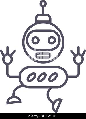 Doodle robot and techno heads icon elements. Ai interface retro style illustration Stock Vector