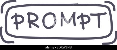 Dark grey prompt button icon element. Ai interface doodle style illustration Stock Vector