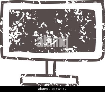 Brown monitor icon element. Ai interface doodle style illustration Stock Vector