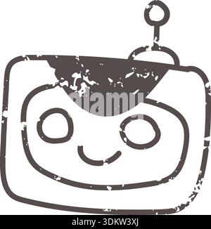 Brown bot icon element. Ai interface doodle style illustration Stock Vector