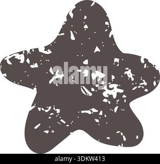 Brown star icon element. Ai interface doodle style illustration Stock Vector