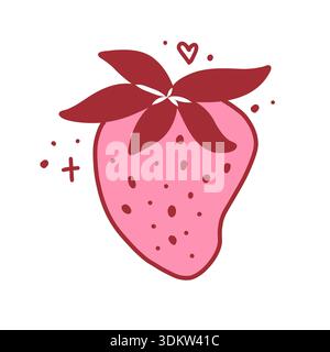 Coquette strawberry, cute hand drawn element. Vector illustration in doodle style Stock Vector