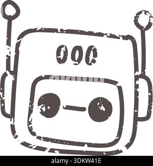 Brown bot icon element. Ai interface doodle style illustration Stock Vector