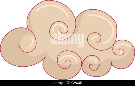 Red And Creamy Traditional Asian Cloud. Flat Style Illustrations. Lunar Chinese New Year Element Stock Vector