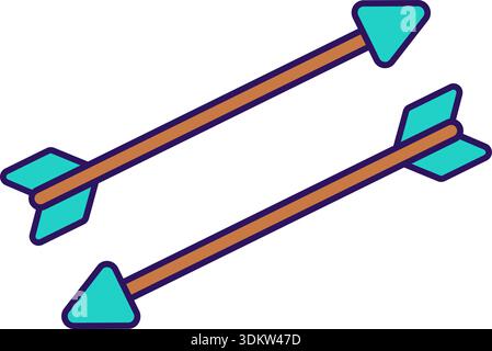 Archery outline icon. Two colorful arrows for competition Stock Vector