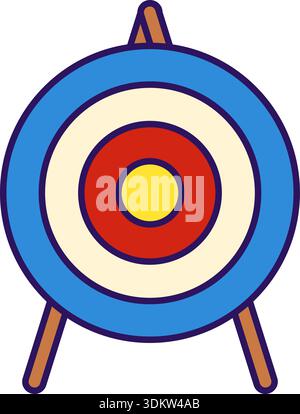 Archery outline icon for competition. Colorful target, isolated object Stock Vector
