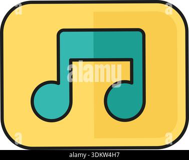 Musician key with note for learning to play musical instruments. Musical enlightenment in music school. Futuristic stroked shadows and highlights vect Stock Vector