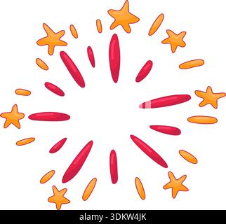 Red And Yellow Traditional Asian Firecrackers With Stars. Flat Style Illustrations. Lunar Chinese New Year Element Stock Vector