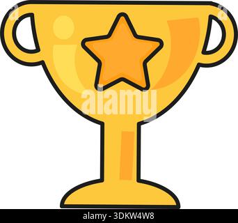 Winning goblet cup for best student of sport and educational competitions. Award for champion of school. Futuristic stroked shadows and highlights vec Stock Vector