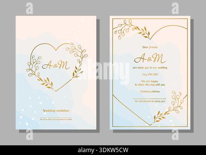 Wedding invitation card. Marriage background with pretty stylized floral twigs. Stock Vector