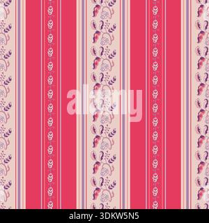 Vintage Folk Stripe Border Pattern Print Stock Vector