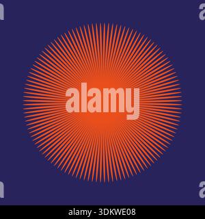 Sophisticated orange starbursts. Navy background Vector. Symmetrical radial arrangements. Sophisticated solar compositions. EPS 10. Stock Vector