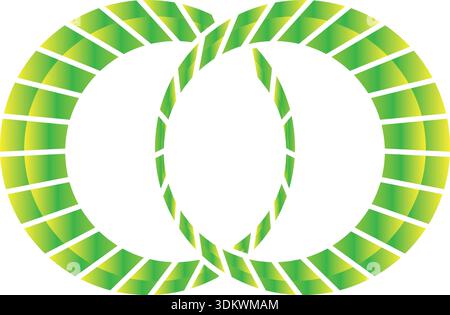 Black and green abstract crescent shaped gears logo icon Stock Vector