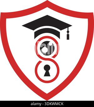Education Logo Template. Modern education vector logo with students hat. This logo is suitable for school, students, brain, graduate, brain, thinking Stock Vector