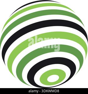 Globe surrounded by a green circle. Ready logo Stock Vector