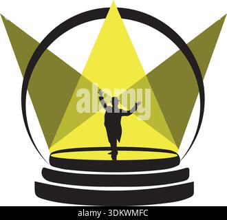 Gold triangle men combination mark modern logo design vector suitable for acting club entertainment show performance Stock Vector