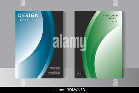 Cover design template with blue and green colour, A4 size template can use for cover design, Annual report, brochure, company Profile Cover, Booklet Stock Vector