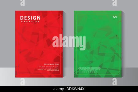 Abstract book cover template with red and green colour, annual report, Abstract shape on red and green color background - A4 size magazine, booklet, Stock Vector