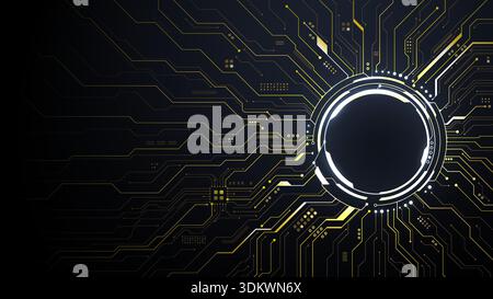 Elegant technological portal on dark background.  Stock Vector