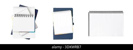 Set of paper notebooks isolated on white background with clipping path Stock Photo