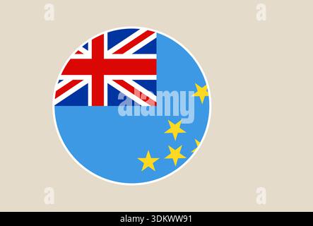 The national flag of Tuvalu presented as a circular icon, a simple vector illustration with copy space.. Stock Vector