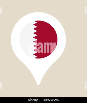 Bahrain flag map pin icon marking a location or travel destination in a modern flat vector design.. Stock Vector