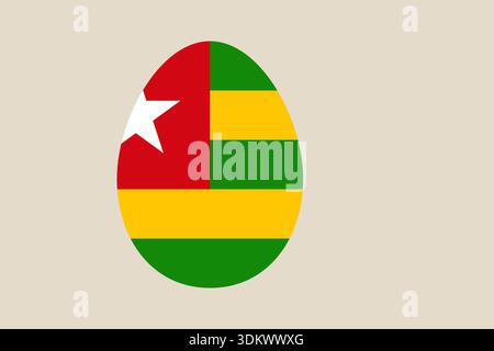 Togolese Flag Decorated on an Easter Egg for a Patriotic National Holiday or Religious Spring Celebration Vector.. Stock Vector