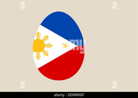 Philippine Flag Painted on an Easter Egg Vector Illustration Celebrating a Filipino National Holiday with Patriotic Pride.. Stock Vector