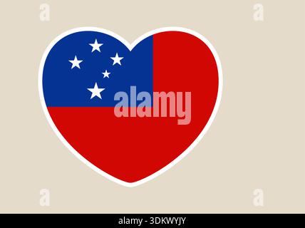 Samoa Flag in Heart Shape Vector Illustration Showing Love, Pride, and National Support for the Country.. Stock Vector