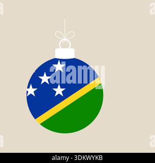 Solomon Islands flag Christmas bauble hanging as a patriotic ornament for the national holiday celebration, a festive vector.. Stock Vector