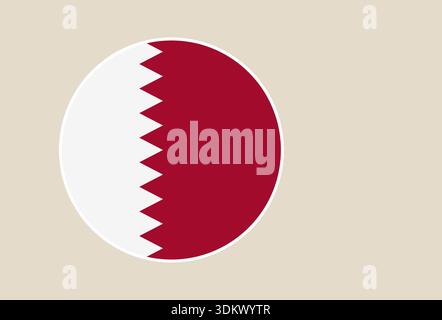 The national flag of Bahrain designed as a simple round vector icon for official and patriotic presentations.. Stock Vector