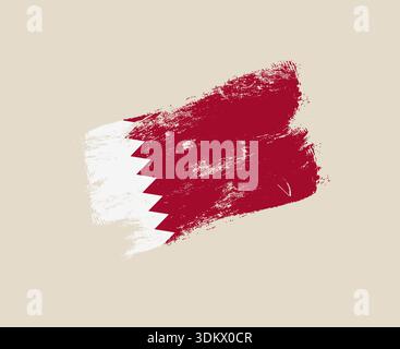 Bahrain flag painted with a distressed brush stroke, a grunge style vector illustration representing national pride.. Stock Vector