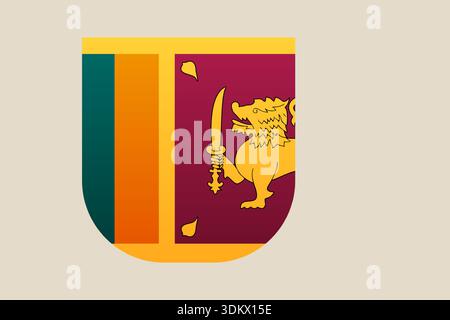 Sri Lankan national flag illustrated as a modern shield badge, representing the country's identity and patriotic symbolism.. Stock Vector