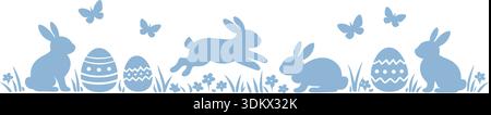 Easter banner with easter eggs and rabbit. Spring minimalist vector design.. Stock Vector
