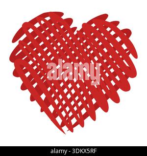 Red Scribbled Heart Vector Illustration - Abstract Love Symbol Stock Vector