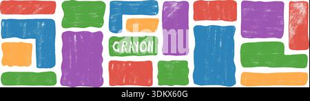 Crayon wavy rectangle shapes for kids design. Organic textured frames with a square and irregular block forms. Hand-drawn text box and scribble rectan Stock Vector