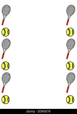Tennis racket and ball vector border illustration, sports poster design Stock Vector