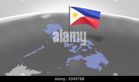 Philippines map shape with waving flag background. Alpha channel ...