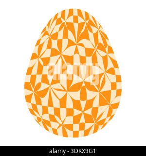 Easter eggs with retro groovy patterns in 60s-70s style. Groovy hippie Happy Easter with distorted psychedelic design. Vector Stock Vector