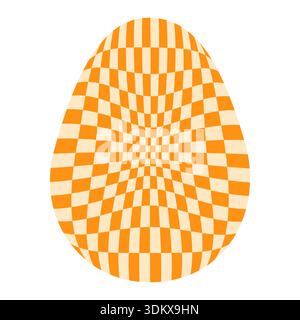 Easter eggs with retro groovy patterns in 60s-70s style. Groovy hippie Happy Easter with distorted psychedelic design. Vector Stock Vector
