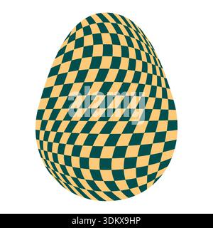 Easter eggs with retro groovy patterns in 60s-70s style. Groovy hippie Happy Easter with distorted psychedelic design. Vector Stock Vector