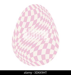 Easter eggs with retro groovy patterns in 60s-70s style. Groovy hippie Happy Easter with distorted psychedelic design. Vector Stock Vector
