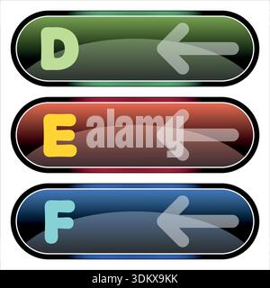 Letters signs on colorful panels Stock Vector