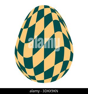 Easter eggs with retro groovy patterns in 60s-70s style. Groovy hippie Happy Easter with distorted psychedelic design. Vector Stock Vector