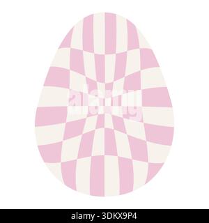 Easter eggs with retro groovy patterns in 60s-70s style. Groovy hippie Happy Easter with distorted psychedelic design. Vector Stock Vector